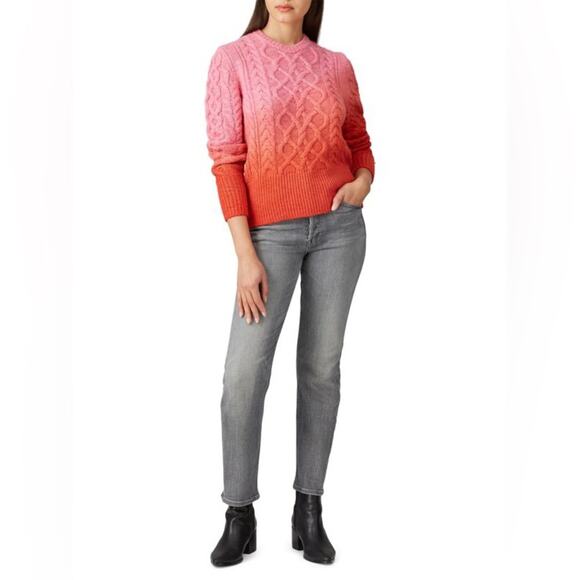 PLY-KNITS Merino Wool Ombre Sweater Pink/Orange XL* - Picture 2 of 5